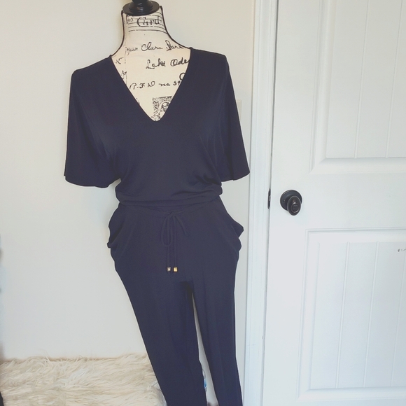 Michael Kors V-neck Jumpsuit Navy - Picture 3 of 11